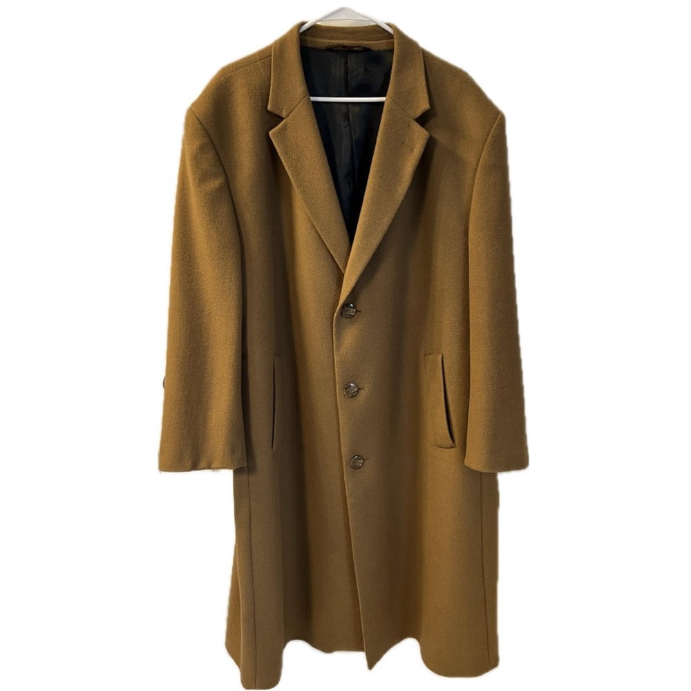 Pronto Moda men’s wool/cashmere coat, 52R, camel.